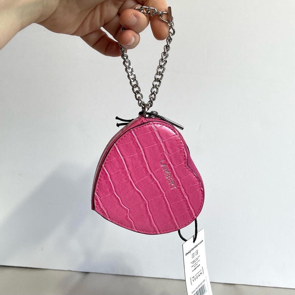 Lambert Vegan Leather Pink Heart 🩷 Chain Wristlet Wallet
